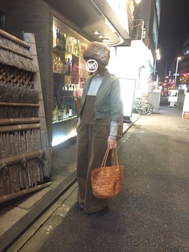 「ワイドシルエット」｜「アイテム（ミリタリージャケット）」を使った、☻オリコサン☻さん（レディース・155cm）の冬コーディネート