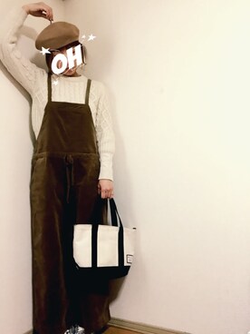 「アイテム（サロペット/オーバーオール、イエロー系）」を使った、☻オリコサン☻さん（レディース・153cm）の冬コーディネート