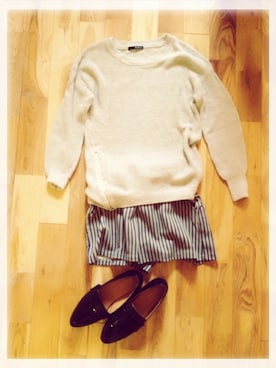 「archives（アルシーヴ）のアイテム（ニット/セーター、グレー系）」を使った、garlandさん（レディース・162cm）の秋コーディネート