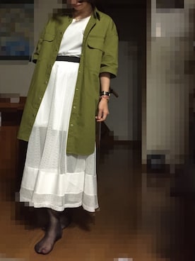 「moussy」｜「アイテム（シャツワンピース）」を使った、Juriさん（レディース・151cm）の春コーディネート