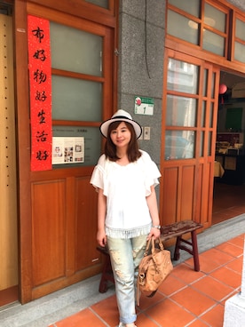「R&BBのアイテム」を使った、Jenny Chengさん（レディース・155cm）の夏コーディネート