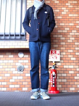 「orslow」｜「アイテム（その他アウター）」を使った、マズローさん（メンズ・177cm）の冬コーディネート