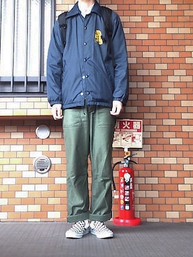 「orslow」｜「アイテム（その他アウター）」を使った、マズローさん（メンズ・177cm）の冬コーディネート