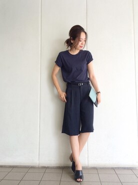 「CELINE（セリーヌ）のアイテム（クラッチバッグ）」を使った、KAORIさん（レディース・163cm）の夏コーディネート