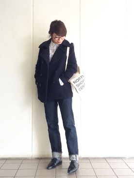 「レースアップシューズ」｜「アイテム（ピーコート）」を使った、KAORIさん（レディース・163cm）の冬コーディネート