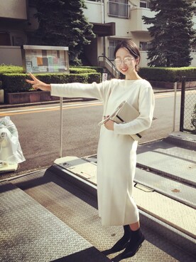 「MARTIN MARGIELA（マルタンマルジェラ）のアイテム（クラッチバッグ）」を使った、midori さん（レディース・167cm）の秋コーディネート