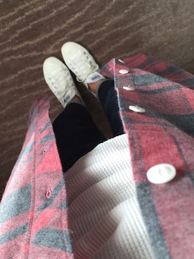 「アイテム（シャツワンピース、レッド系）」を使った、おしりさん（レディース・164cm）の秋コーディネート