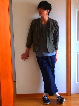 「Right-on（ライトオン）のアイテム（ノーカラージャケット）」を使った、おっきー/okky さん（メンズ・177cm）の秋コーディネート