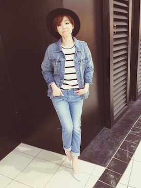 「hat」｜「アイテム（帽子）」を使った、Chihiroさん（レディース・161cm）の春コーディネート