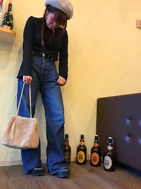 「フレアスリーブ」｜「アイテム（ブルゾン）」を使った、おちびさん（レディース・146cm）の冬コーディネート