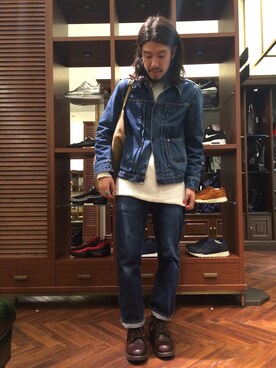 「bukht」｜「アイテム（デニムジャケット）」を使った、おおかわともひろさん（メンズ・169cm）の秋コーディネート