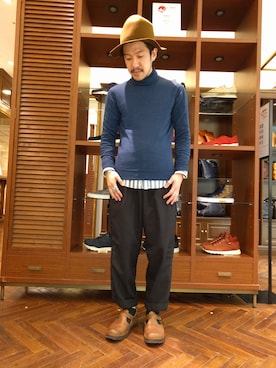 「JOHN SMEDLEY」｜おおかわともひろさん（メンズ・169cm）の冬コーディネート