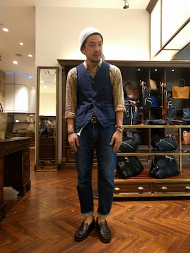 「Paraboot」｜「アイテム（ニットキャップ/ビーニー）」を使った、おおかわともひろさん（メンズ・169cm）の秋コーディネート