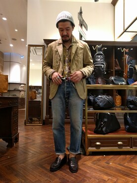 「Paraboot」｜「アイテム（ニットキャップ/ビーニー）」を使った、おおかわともひろさん（メンズ・169cm）の秋コーディネート