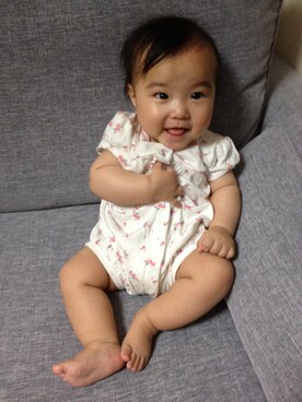「PETIT BATEAU（プチバトー）のアイテム（つなぎ/オールインワン）」を使った、ちょろすさん（キッズ・70cm）の春コーディネート