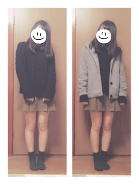 「黒タートルネック」｜「アイテム（その他アウター）」を使った、ピィさん（レディース・150cm）の冬コーディネート