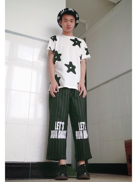 「PRIVATE LABEL（プライベートレーベル）のアイテム（パンツ）」を使った、詹孟Xさん（メンズ・170cm）の春コーディネート