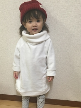 「むすめコーデ」｜「アイテム（ニットキャップ/ビーニー）」を使った、aoi♡さん（キッズ・90cm）の冬コーディネート