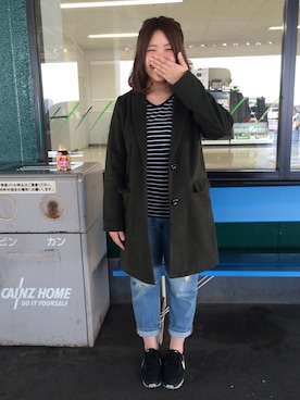 「AS KNOW AS plus（アズノゥアズプラス）のアイテム（チェスターコート）」を使った、まきぽんさん（レディース・152cm）の冬コーディネート