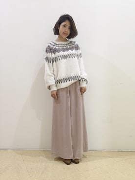 「カウチンセーター」｜「アイテム（パンツ）」を使った、anna kuwayamaさん（レディース・156cm）の秋コーディネート
