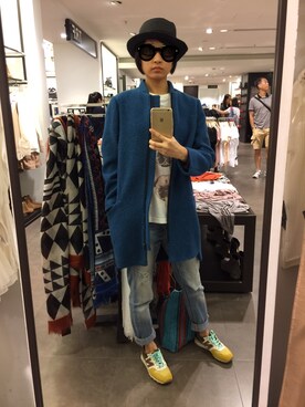 「秋」｜「アイテム（ムートンコート）」を使った、Winnie Kwongさん（レディース・165cm）の夏コーディネート