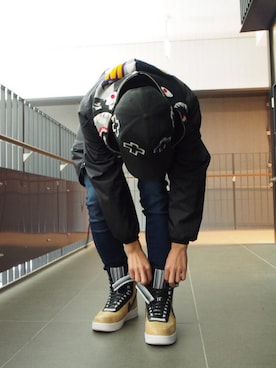 「Bape」｜「アイテム（ナイロンジャケット）」を使った、ひろとさん（メンズ・175cm）の秋コーディネート