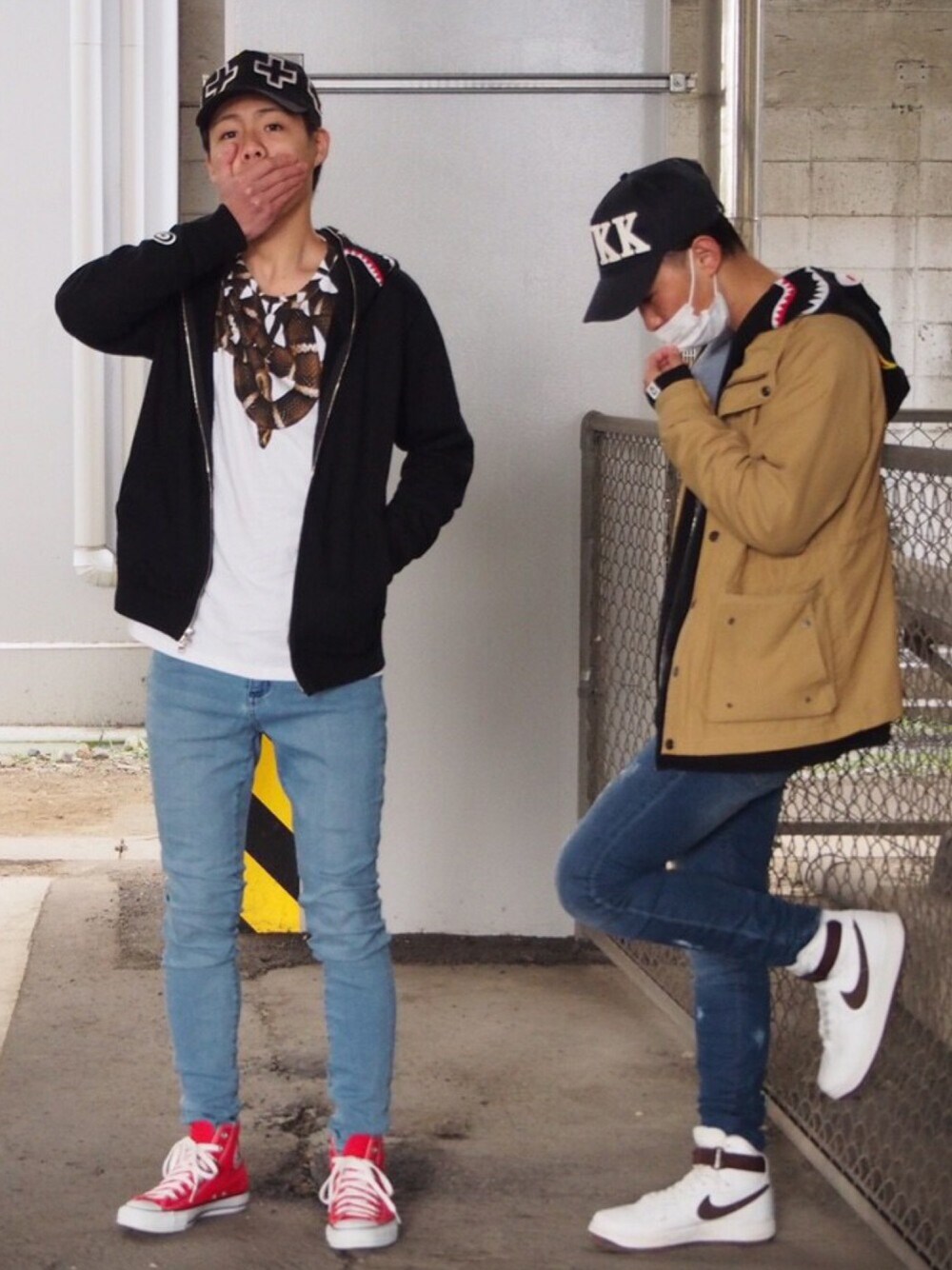 「FRESH.I.AM、Bape、MARCELO BURLON、UNIQLO、converse、allstar、ksubi、NIKE、AF1、ootd」｜「MARCELO BURLONのアイテム（Tシャツ/カットソー、ホワイト系）」を使った、ひろとさん（メンズ・175cm）の秋コーディネートの1枚目の写真