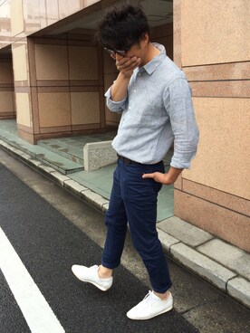 「ブルー x ホワイト」｜ユウジさん（メンズ・177cm）の夏コーディネート