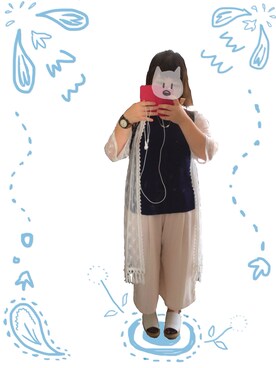 「AS KNOW AS PINKY（アズノゥアズピンキー）のアイテム（その他アウター）」を使った、さちこさん（レディース・147cm）の夏コーディネート
