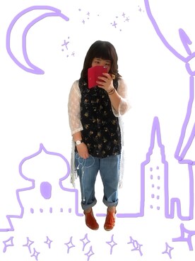 「AS KNOW AS PINKY（アズノゥアズピンキー）のアイテム（その他アウター）」を使った、さちこさん（レディース・147cm）の夏コーディネート