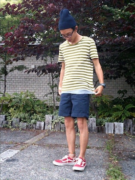 「膝上ショーツ」｜「アイテム（その他）」を使った、bukowskiさん（メンズ・170cm）の夏コーディネート