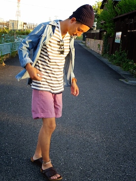「膝上ショーツ」｜「アイテム（その他）」を使った、bukowskiさん（メンズ・170cm）の夏コーディネート