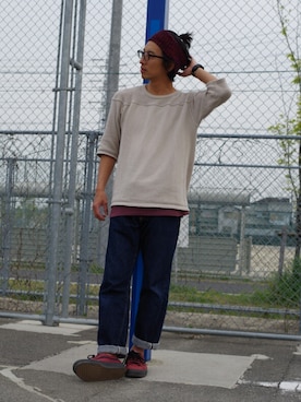 「Waste(twice)（ウェストトゥワイス）のアイテム（パンツ）」を使った、bukowskiさん（メンズ・170cm）の春コーディネート