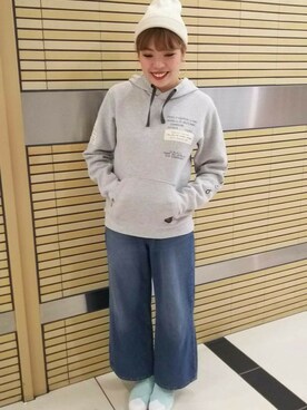 「AVIREX（アヴィレックス）のavirex/アヴィレックス/ L/S STENCIL PARKA/ ステンシルパーカー（パーカー）」を使った、HYOGOさん（レディース・155cm）の秋コーディネート