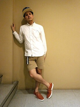 「TRANS CONTINENTS（トランスコンチネンツ）のアイテム（シューズ）」を使った、YVANさん（メンズ・165cm）の夏コーディネート