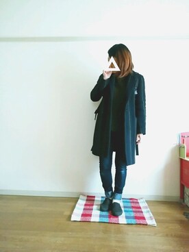 「ELLE（エル）のアイテム（チェスターコート）」を使った、sayさん（レディース・160cm）の冬コーディネート