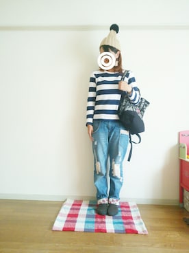 「SUPER HAKKA（スーパーハッカ）のアイテム（パンツ）」を使った、sayさん（レディース・160cm）の春コーディネート