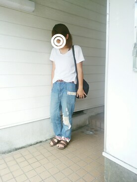 「SUPER HAKKA（スーパーハッカ）のアイテム（パンツ）」を使った、sayさん（レディース・160cm）の夏コーディネート