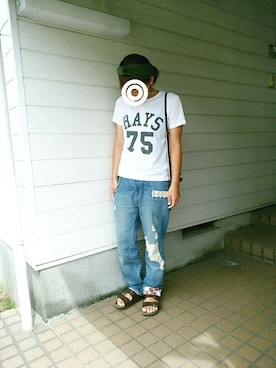 「SUPER HAKKA（スーパーハッカ）のアイテム（パンツ）」を使った、sayさん（レディース・160cm）の夏コーディネート