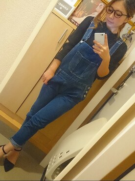 「NET（ネット）のアイテム（サロペット/オーバーオール）」を使った、Maiさん（レディース・153cm）の秋コーディネート