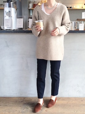 「ボリュームニット」｜「アイテム（その他シューズ）」を使った、KAZUMIさん（レディース・160cm）の冬コーディネート