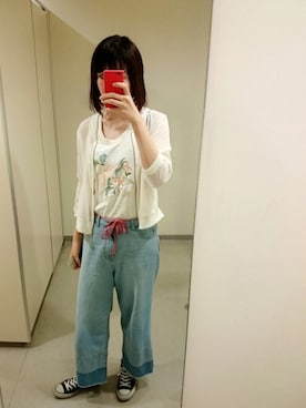 「アイテム（スタジャン、ホワイト系）」を使った、のいちゃんさん（レディース・167cm）の夏コーディネート