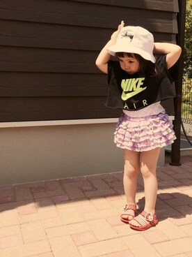 「fafa（フェフェ）のアイテム（その他パンツ）」を使った、acharikokkoさん（キッズ・90cm）の夏コーディネート