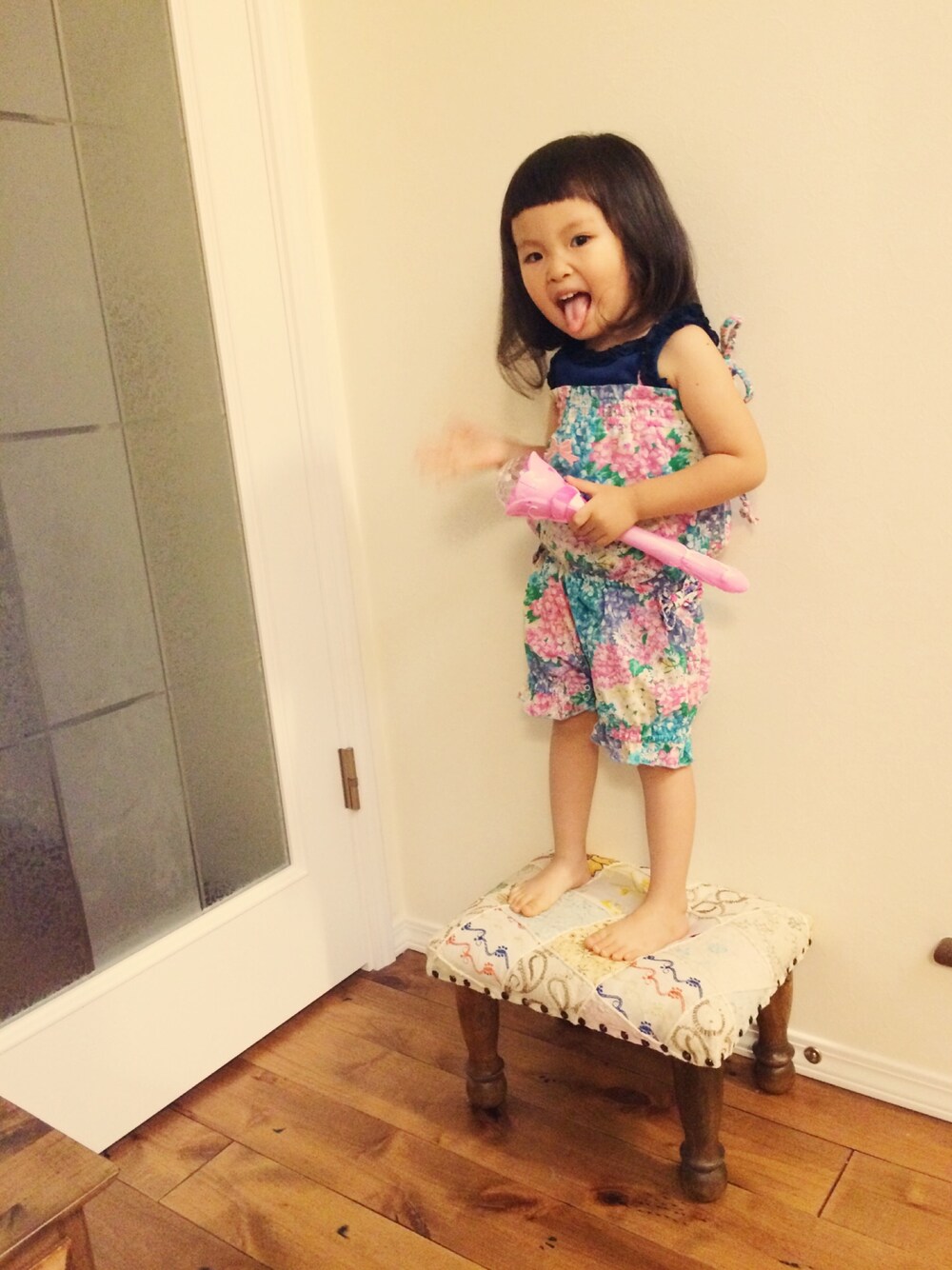 「fafa、kids、3歳、子供服」｜「peachandcreamのアイテム（タンクトップ、ブルー系）」を使った、acharikokkoさん（キッズ・90cm）の夏コーディネートの1枚目の写真