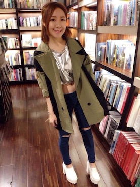 「アイテム（その他トップス、シルバー系）」を使った、Ming Ming Hsiehさん（レディース・154cm）の冬コーディネート
