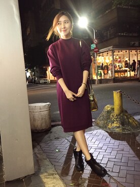 「アイテム（その他トップス、ブラウン系）」を使った、Ming Ming Hsiehさん（レディース・154cm）の冬コーディネート