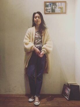 「NOWOS（ノーウォス）のアイテム（ジャケット/アウター）」を使った、Gokan Natsukoさん（レディース・162cm）の冬コーディネート