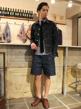 「EDIFICE（エディフィス）のアイテム（デニムジャケット）」を使った、417 by EDIFICE新宿店さん（メンズ・178cm）の春コーディネート