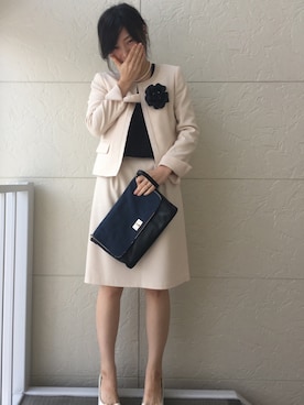「Reflect（リフレクト）のアイテム（ノーカラージャケット）」を使った、s&hさん（レディース・158cm）の冬コーディネート