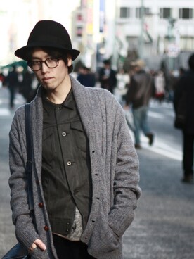 「FACTOTUM（ファクトタム）のアイテム（デニムジャケット）」を使った、HOBiさん（メンズ・159cm）の冬コーディネート